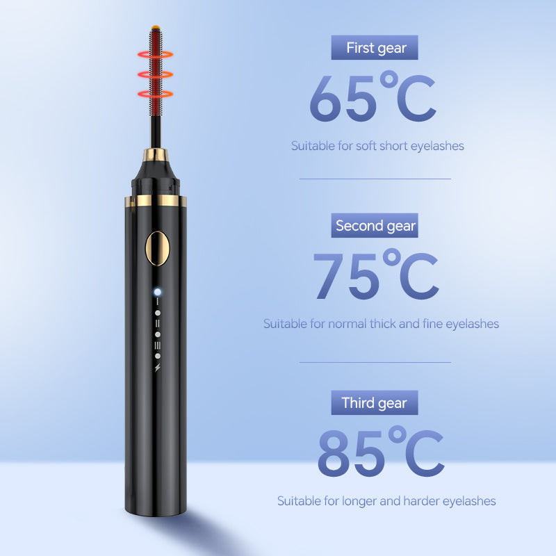 Electric Heated Eyelash Curler with 3 Temperature Settings, 360° Spiral Brush Head, Quick Heat-Up, Long-Lasting Curl, Protective Jacket Included