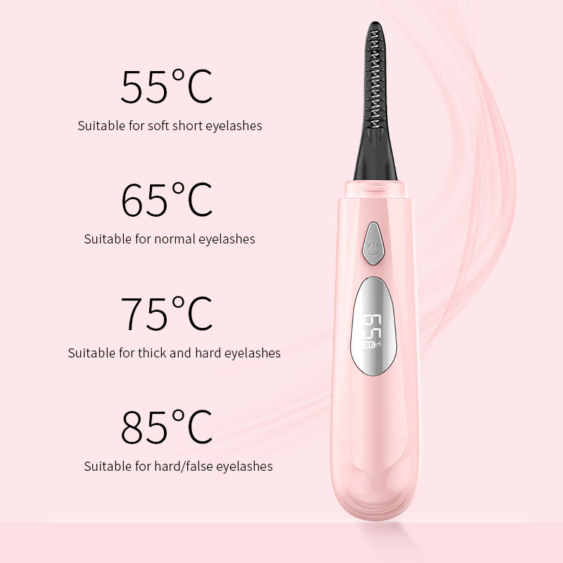 Heated Eyelash Curler for Women - 10s Fast Heating, 4 Adjustable Temp (131℉ - 185℉), LED Display, 24H Long-Lasting Curling Eye Lash Curler, Ergonomic Design, Travel-Friendly Makeup Tool Gift
