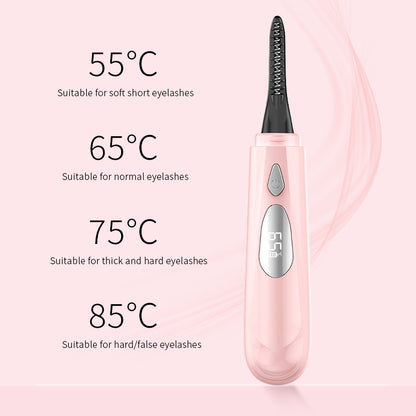 Heated Eyelash Curler for Women - 10s Fast Heating, 4 Adjustable Temp (131℉ - 185℉), LED Display, 24H Long-Lasting Curling Eye Lash Curler, Ergonomic Design, Travel-Friendly Makeup Tool Gift