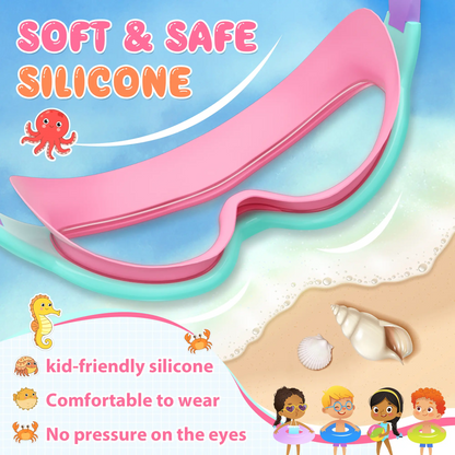 Kids Swim Goggles for 3-15+ UV Protection Anti-Fog High Definition Waterproof Adjustable Goggles for Boys and Girls