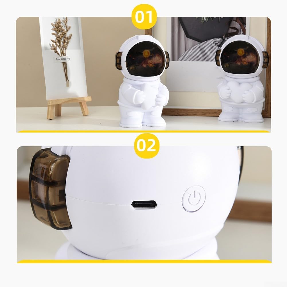 Astronaut Humidifier USB Powered, Silent Air Humidifier Mist Output for Bedroom Office Desk, Cute Space Design