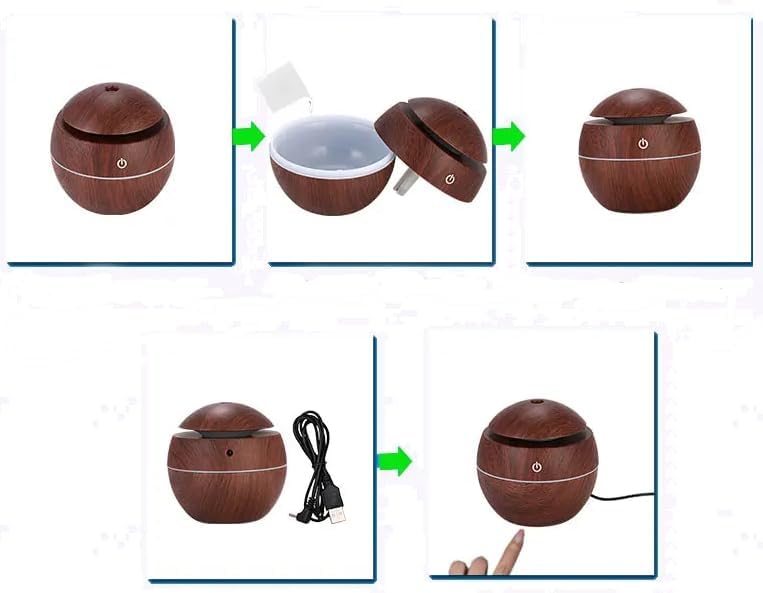 Desktop mini personal ultrasonic humidifier aromatherapy with colorful LED night light, office, bedroom, dorm room, portable, USB power