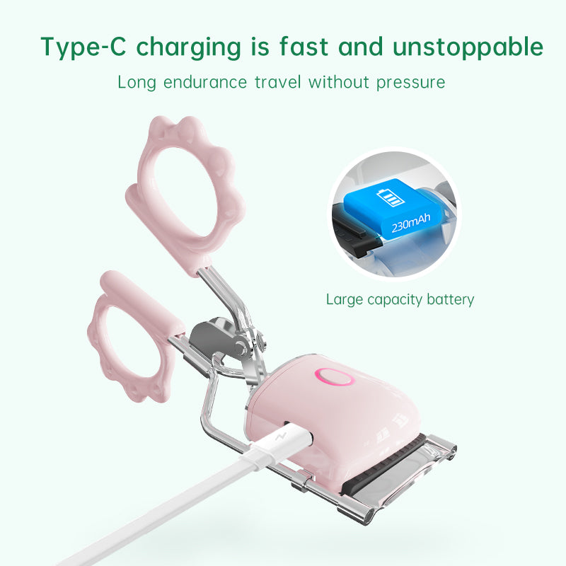 Heated Eyelash Curler with Comb, Rechargeable Battery Powered, Easy Natural Curls, Beauty Tool for Women, Curling