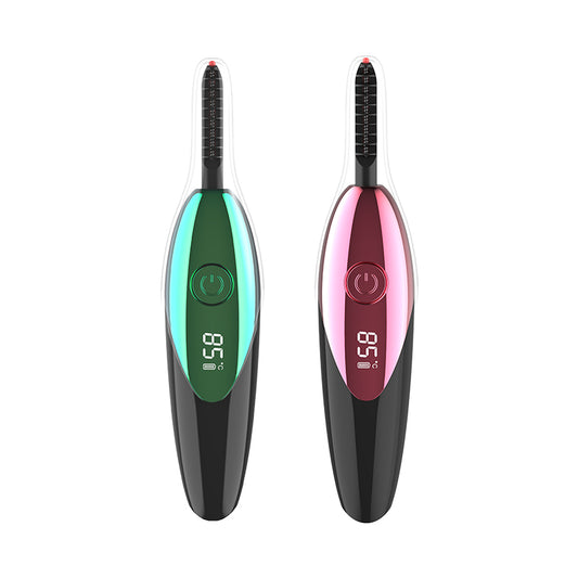 USB Rechargeable Electric Heated Eyelash Curler Pen Style Shape Eye Makeup Curling Kit Cosmetic Tool LCD 3D