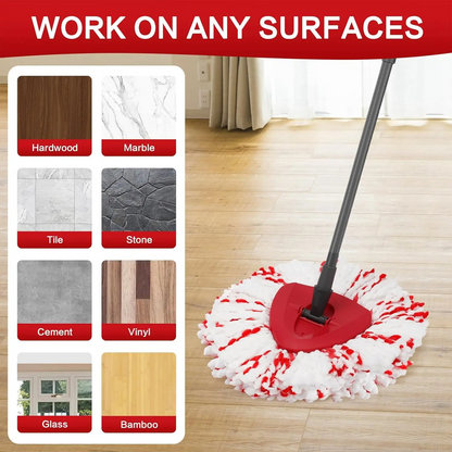 3 Pack Spin Mop Heads Replacements with Scrubbing Pad