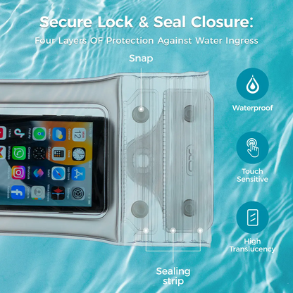 Waterproof Phone Pouch, 2 Counts Clear Waterproof Cell Phone Case Lanyard for iPhone Galaxy Up To 7",Inflatable Edge Better Buoyancy