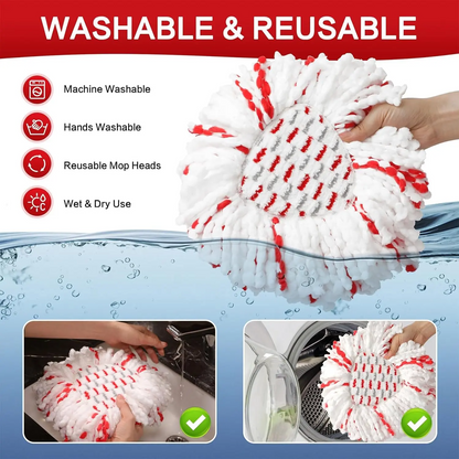 3 Pack Spin Mop Heads Replacements with Scrubbing Pad