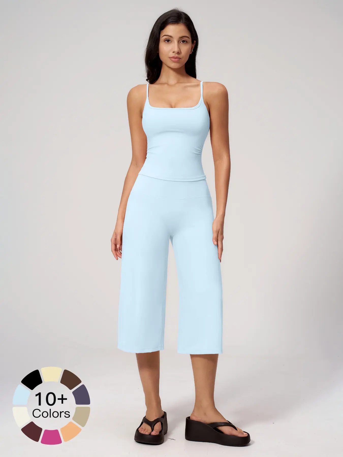 New Yoga Tank Top High Waist Quick-Dry Casual Mid-Length Pants Running Outdoor Athletic Sportswear Yoga Set for Women