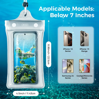 Waterproof Phone Pouch, 2 Counts Clear Waterproof Cell Phone Case Lanyard for iPhone Galaxy Up To 7",Inflatable Edge Better Buoyancy
