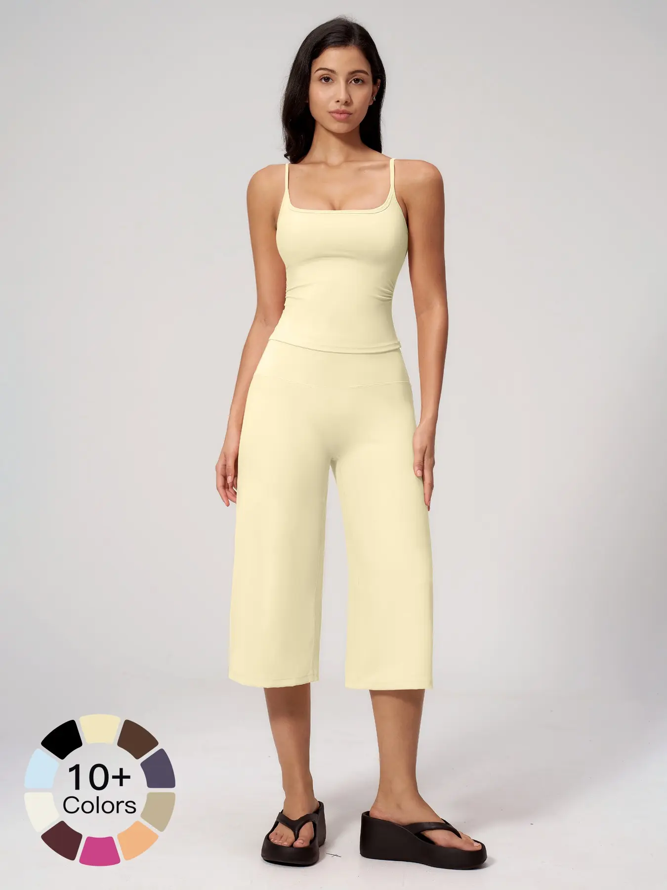 New Yoga Tank Top High Waist Quick-Dry Casual Mid-Length Pants Running Outdoor Athletic Sportswear Yoga Set for Women