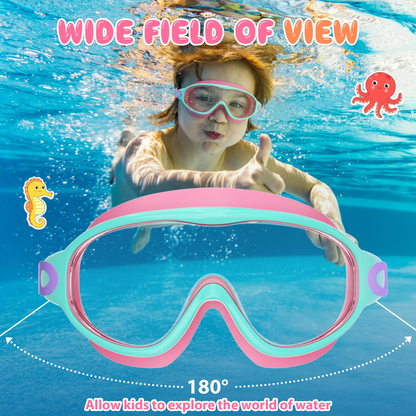 Kids Swim Goggles for 3-15+ UV Protection Anti-Fog High Definition Waterproof Adjustable Goggles for Boys and Girls
