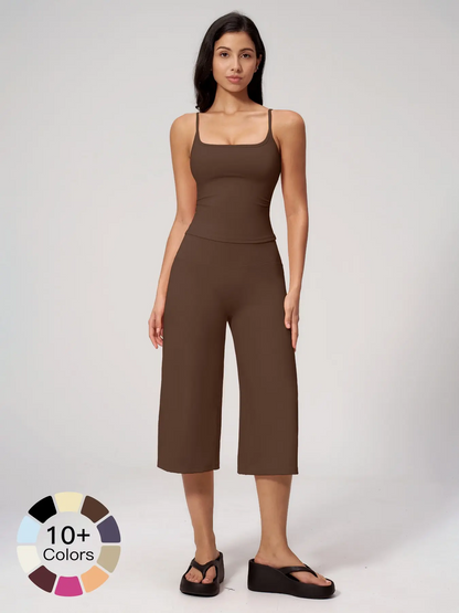 New Yoga Tank Top High Waist Quick-Dry Casual Mid-Length Pants Running Outdoor Athletic Sportswear Yoga Set for Women