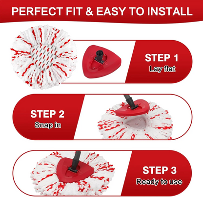 3 Pack Spin Mop Heads Replacements with Scrubbing Pad