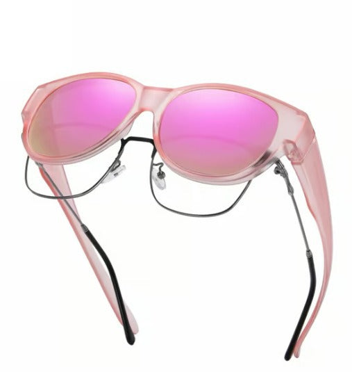 Fit-Over Prescription Sunglasses, Oversized Square Full-Rim Plastic Frames, UV400 Protection