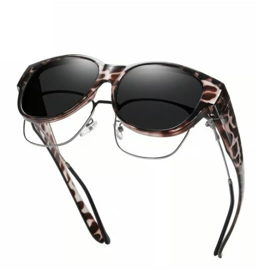 Fit-Over Prescription Sunglasses, Oversized Square Full-Rim Plastic Frames, UV400 Protection