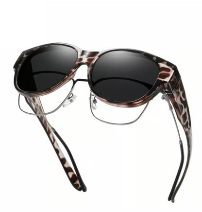 Fit-Over Prescription Sunglasses, Oversized Square Full-Rim Plastic Frames, UV400 Protection