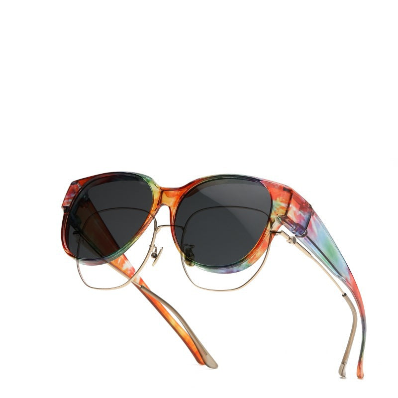 Fit-Over Prescription Sunglasses, Oversized Square Full-Rim Plastic Frames, UV400 Protection