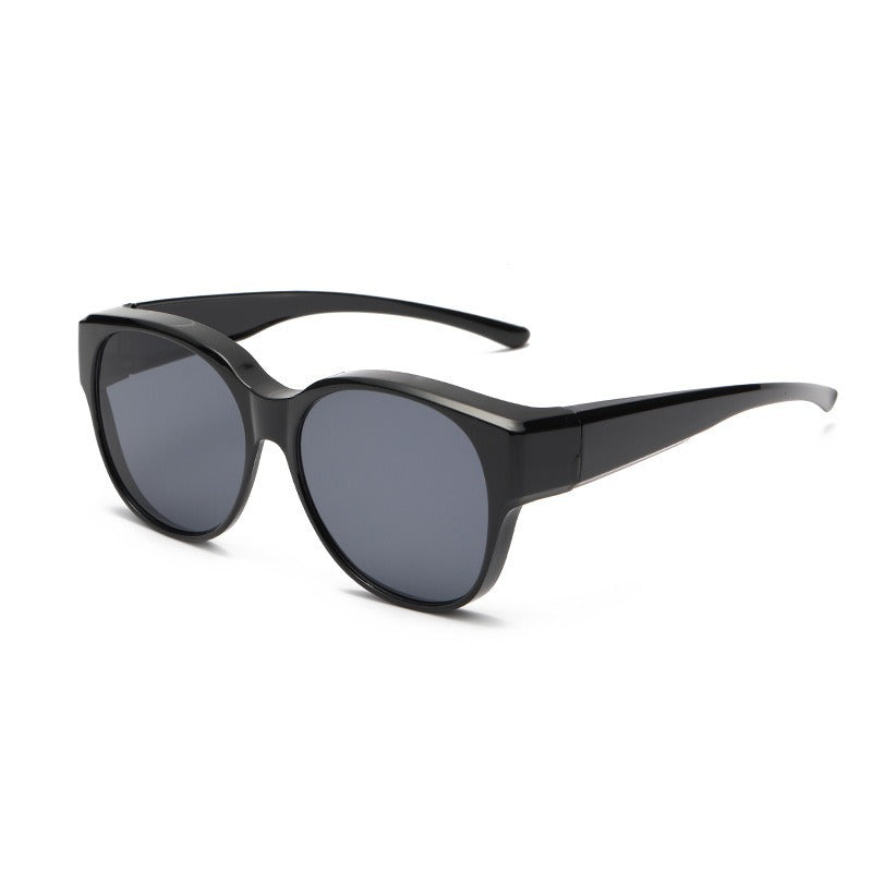 Fit-Over Prescription Sunglasses, Oversized Square Full-Rim Plastic Frames, UV400 Protection