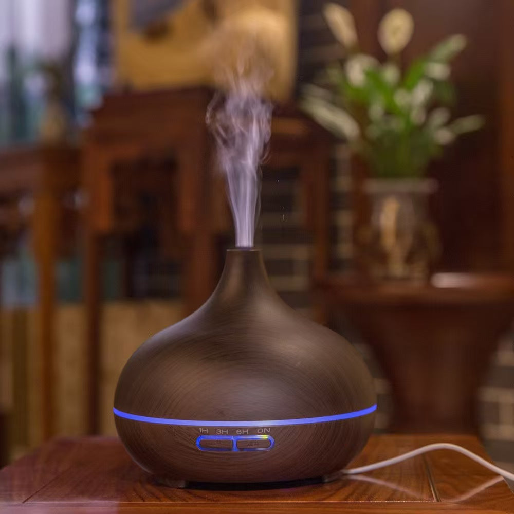 Aromatherapy Diffuser Humidifier Silent Wood Grain USB Essential Oil Diffuser with Remote Control 550ml for Home Office Bedroom