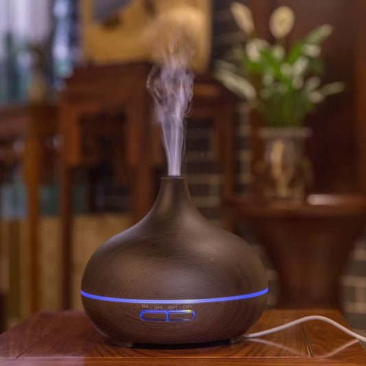 Aromatherapy Diffuser Humidifier Silent Wood Grain USB Essential Oil Diffuser with Remote Control 550ml for Home Office Bedroom