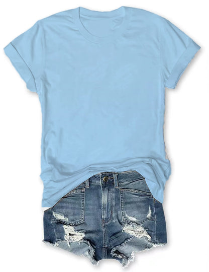 Women's Short Sleeve T-Shirts Multipack, Loose/Relaxed Fit Solid Color Round Neck Casual Tee Tops Women Underwear Summer Tshirt #SummerVibes（T-shirt only）