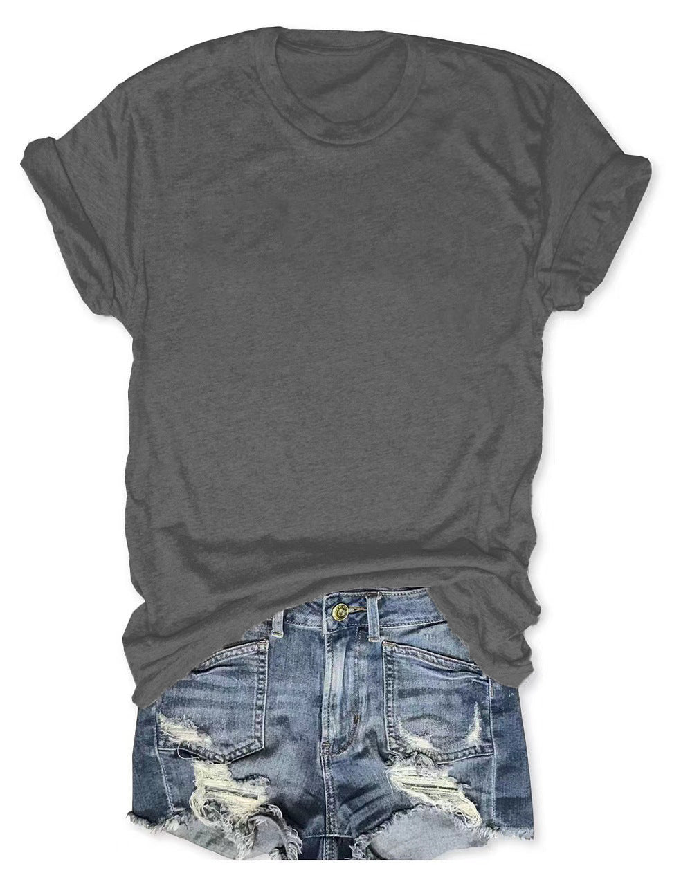 Women's Short Sleeve T-Shirts Multipack, Loose/Relaxed Fit Solid Color Round Neck Casual Tee Tops Women Underwear Summer Tshirt #SummerVibes（T-shirt only）