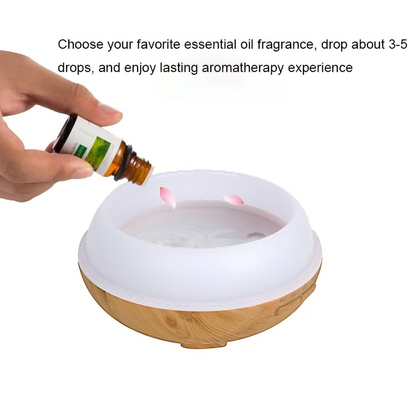 Aromatherapy Diffuser Humidifier Silent Wood Grain USB Essential Oil Diffuser with Remote Control 550ml for Home Office Bedroom