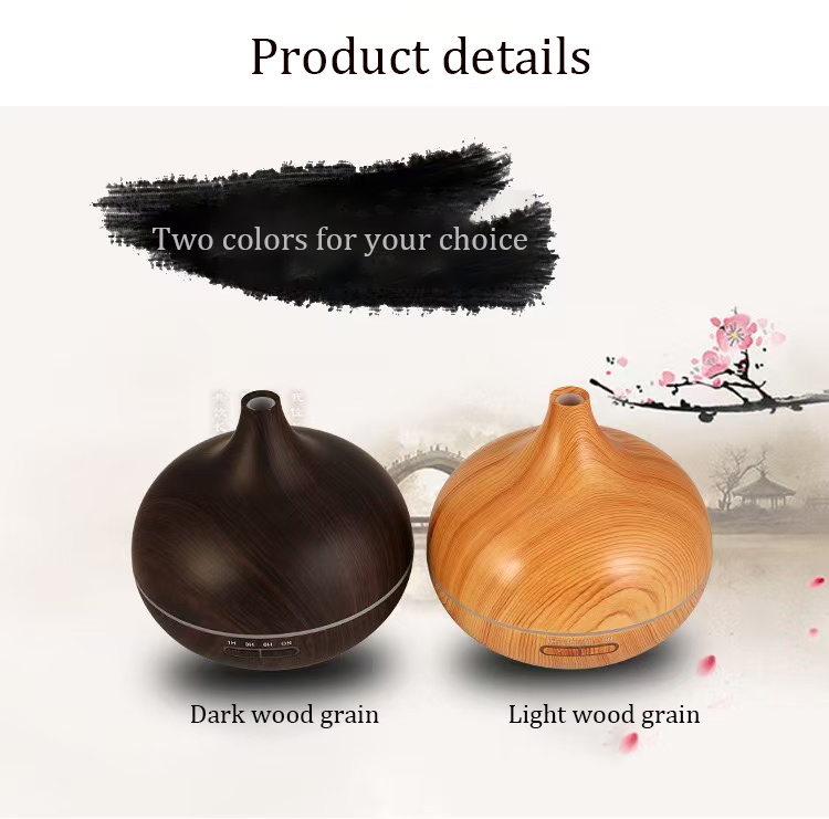 Aromatherapy Diffuser Humidifier Silent Wood Grain USB Essential Oil Diffuser with Remote Control 550ml for Home Office Bedroom