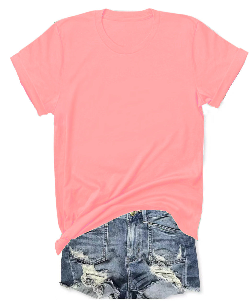 Women's Short Sleeve T-Shirts Multipack, Loose/Relaxed Fit Solid Color Round Neck Casual Tee Tops Women Underwear Summer Tshirt #SummerVibes（T-shirt only）