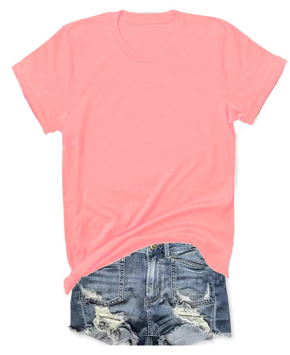 Women's Short Sleeve T-Shirts Multipack, Loose/Relaxed Fit Solid Color Round Neck Casual Tee Tops Women Underwear Summer Tshirt #SummerVibes（T-shirt only）